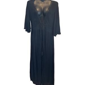 Beachwear by Japna Black Beach Bathing Suit Cover Up - Size Small